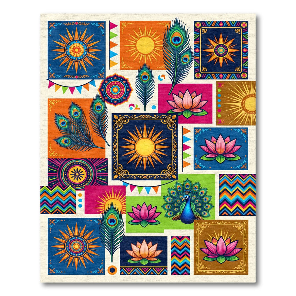 Vibrant Sun Lotus Peacock Mandala Rug