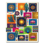Vibrant Sun Lotus Peacock Mandala Rug