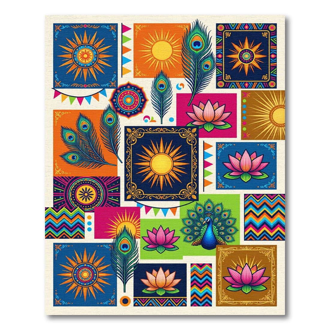 Vibrant Sun Lotus Peacock Mandala Rug