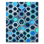 Modern Blue Gradient Geometric Hexagon Rug
