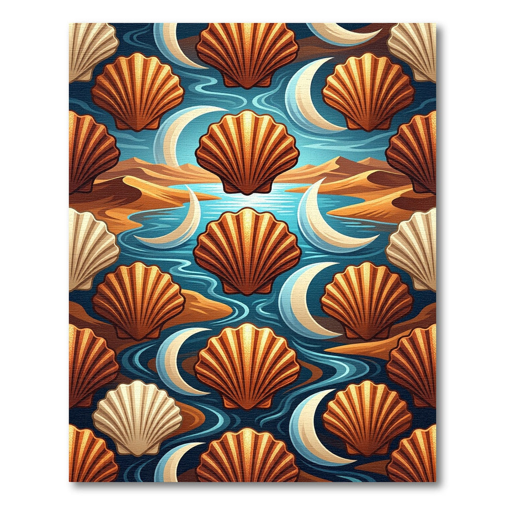 Amber Scallops Crescent Moon Ocean Rug