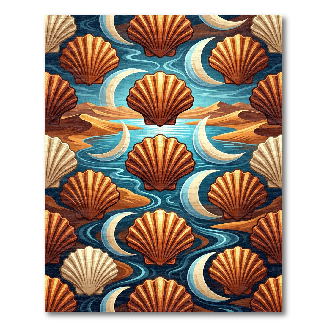 Amber Scallops Crescent Moon Ocean Rug
