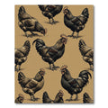 Classic Black Rooster Farmhouse Tan Rug