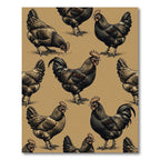 Classic Black Rooster Farmhouse Tan Rug