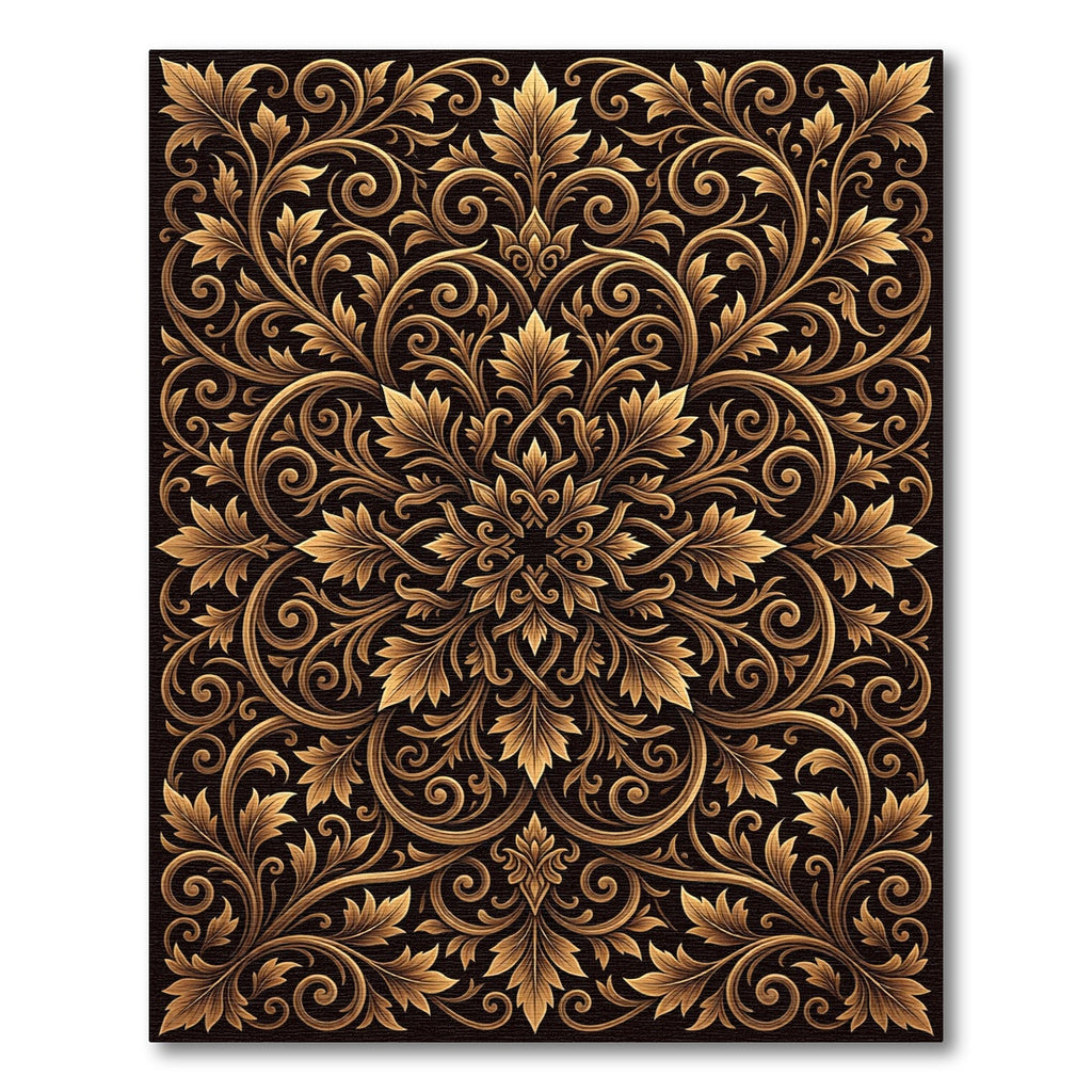 Antique Gold Acanthus Scrollwork Rug
