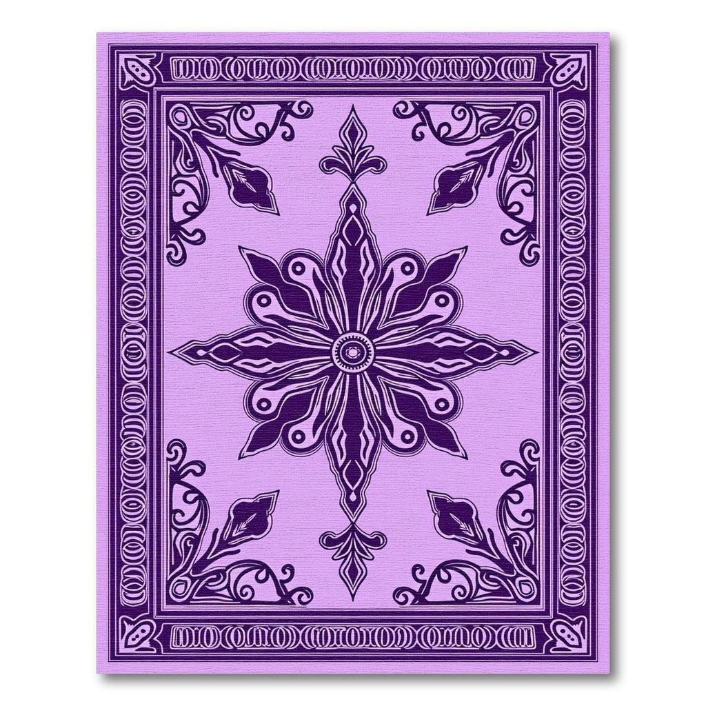 Purple Floral Medallion Frame Rug