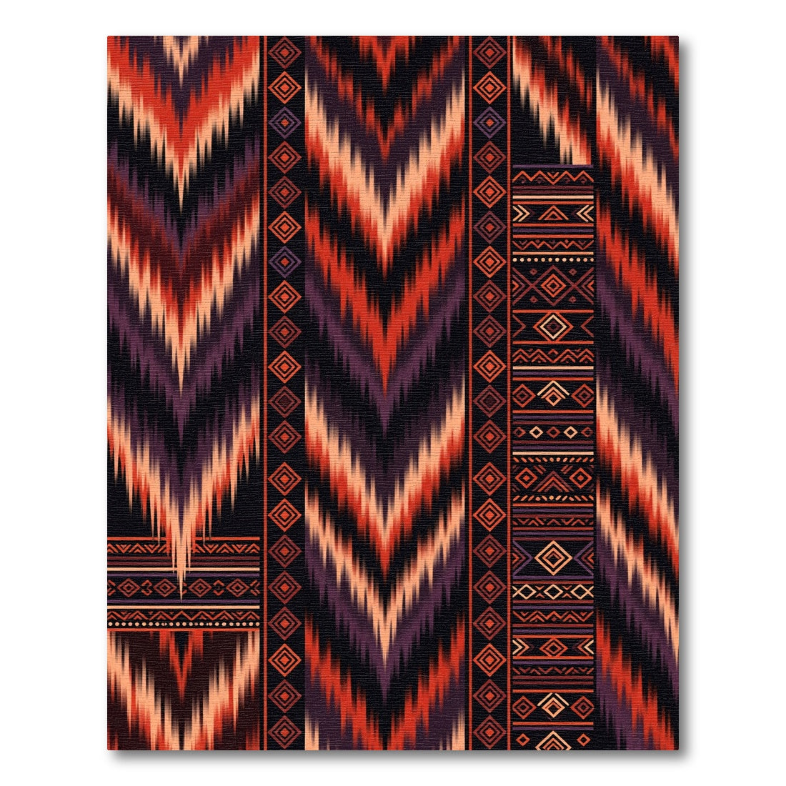 Crimson Amber Tribal Chevron Rug