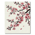 Blossoming Pink Cherry Branch Illustration Rug