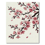 Blossoming Pink Cherry Branch Illustration Rug