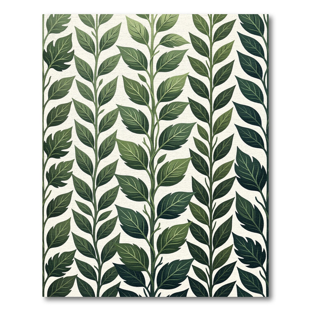 Green Leaf Vine Vertical Repeat Rug