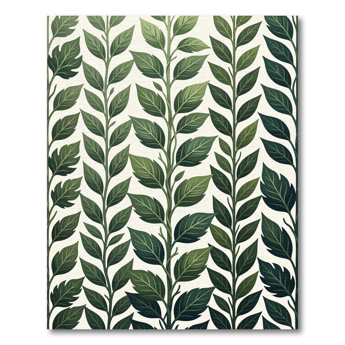 Green Leaf Vine Vertical Repeat Rug