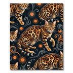 Celestial Bengal Leopard Sunburst Art Rug