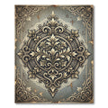 Ornate Gold Scrollwork Medallion Rug