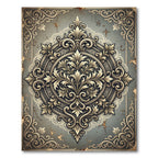 Ornate Gold Scrollwork Medallion Rug
