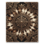 Ornate Golden Baroque Radial Sunburst Rug