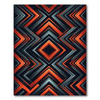 Bold Orange and Charcoal Geometric Chevron Rug