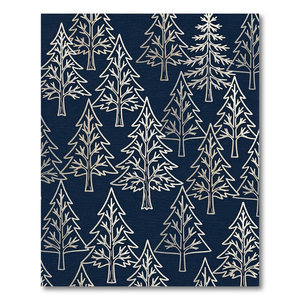 Gold Pine Forest Navy Background Rug