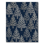 Gold Pine Forest Navy Background Rug