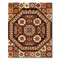 Earthy Terracotta Octagonal Floral Medallion Rug