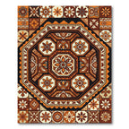 Earthy Terracotta Octagonal Floral Medallion Rug
