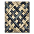 Golden Metallic Grid Lattice Industrial Rug