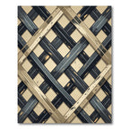 Golden Metallic Grid Lattice Industrial Rug