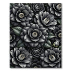 Dark Gray Realistic Flower Arrangement Rug