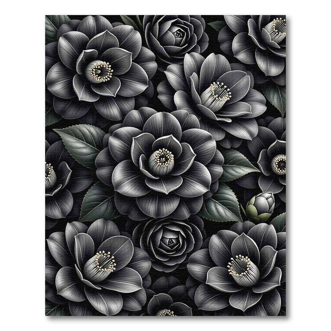 Dark Gray Realistic Flower Arrangement Rug