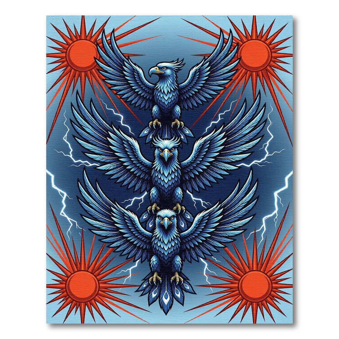 Mythical Blue Eagles Radiant Sun Rug