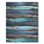 Weathered Blue Gray Distressed Plank Rug