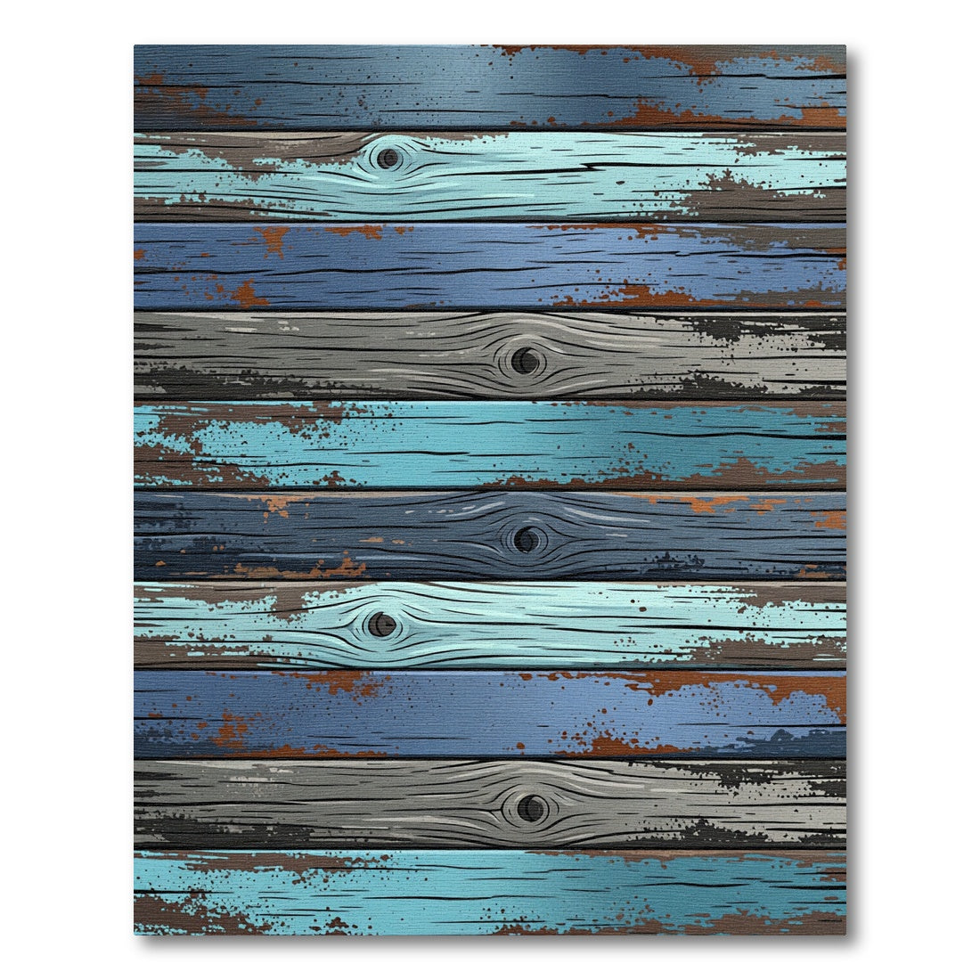 Weathered Blue Gray Distressed Plank Rug