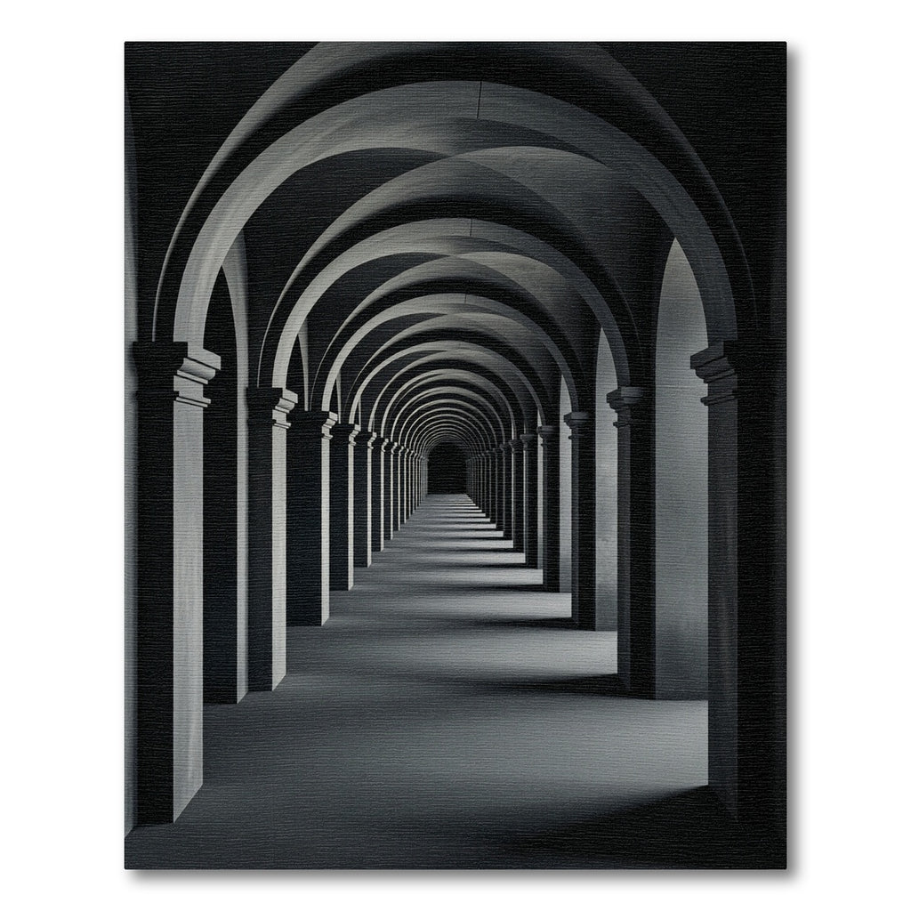 Dark Gray Architectural Archway Corridor Rug