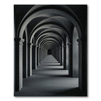 Dark Gray Architectural Archway Corridor Rug