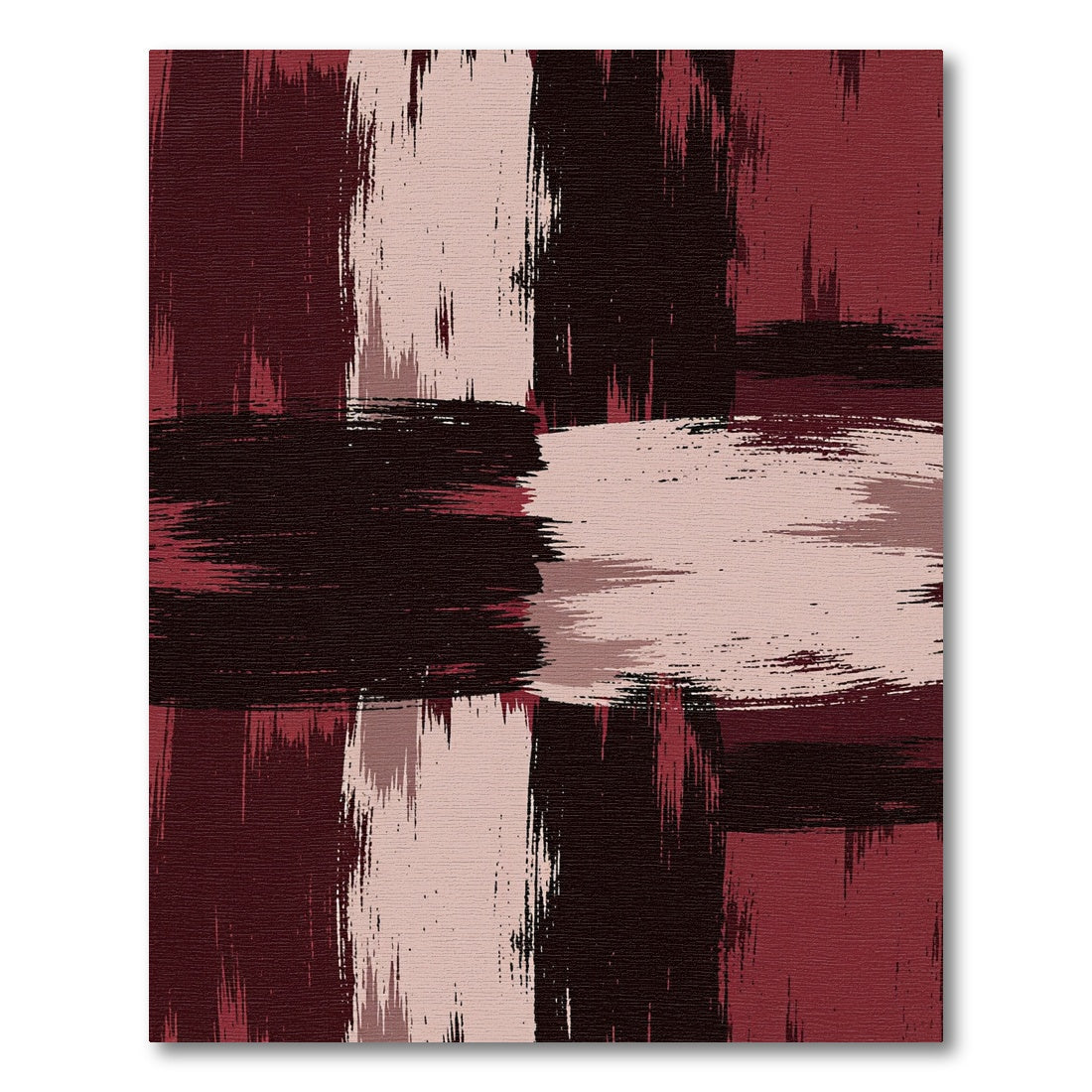 Bold Crimson and Cream Abstract Cross Rug