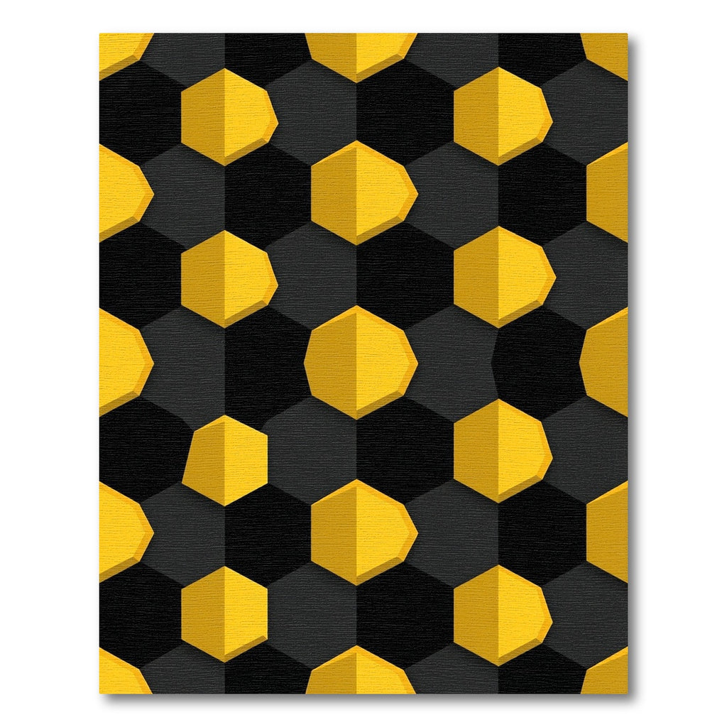 Bold Black and Yellow Geometric Hexagons Rug