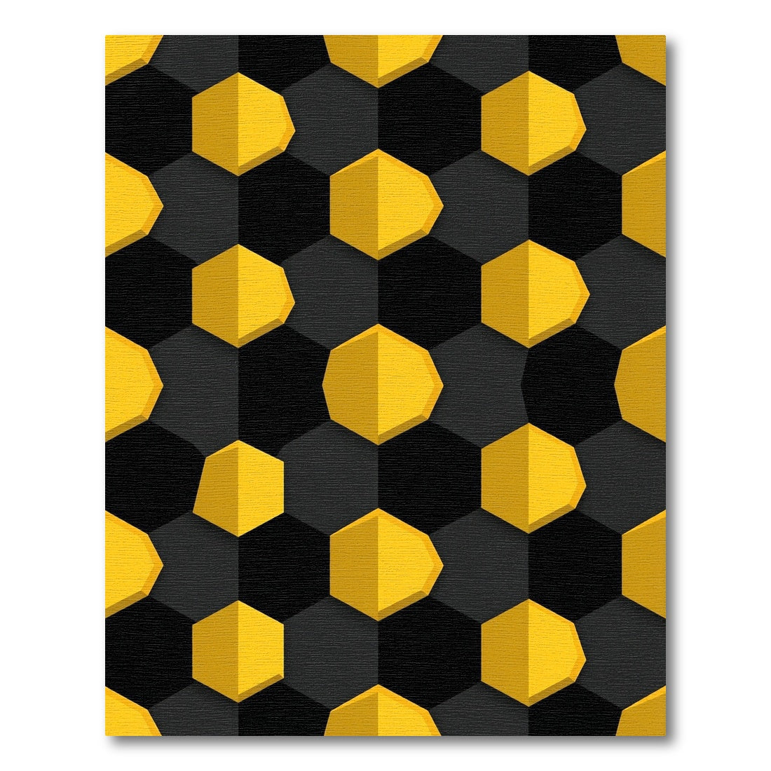 Bold Black and Yellow Geometric Hexagons Rug