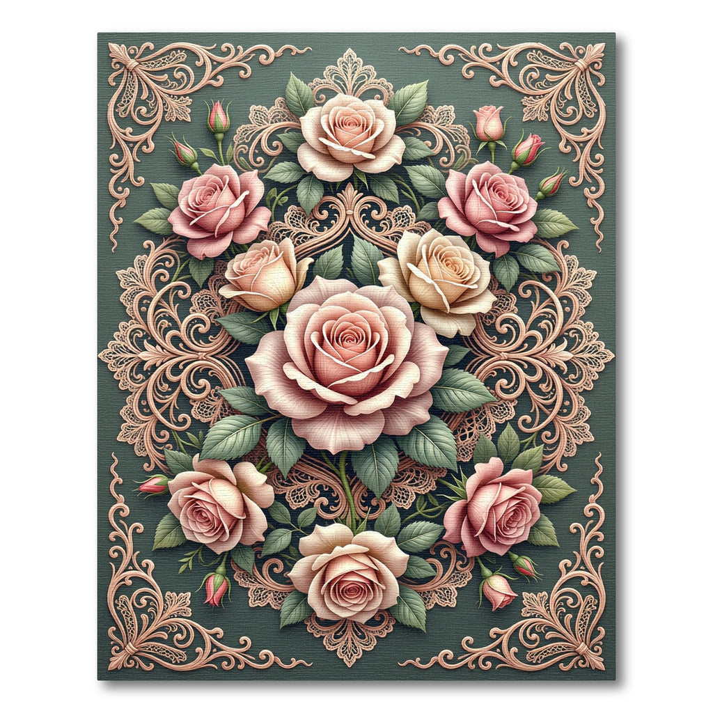 Romantic Rose Lace Medallion Rug