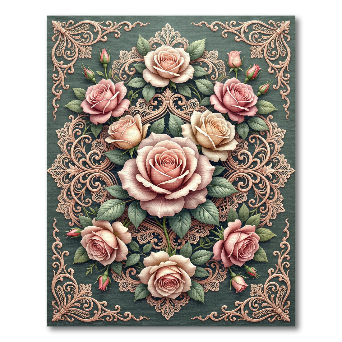 Romantic Rose Lace Medallion Rug
