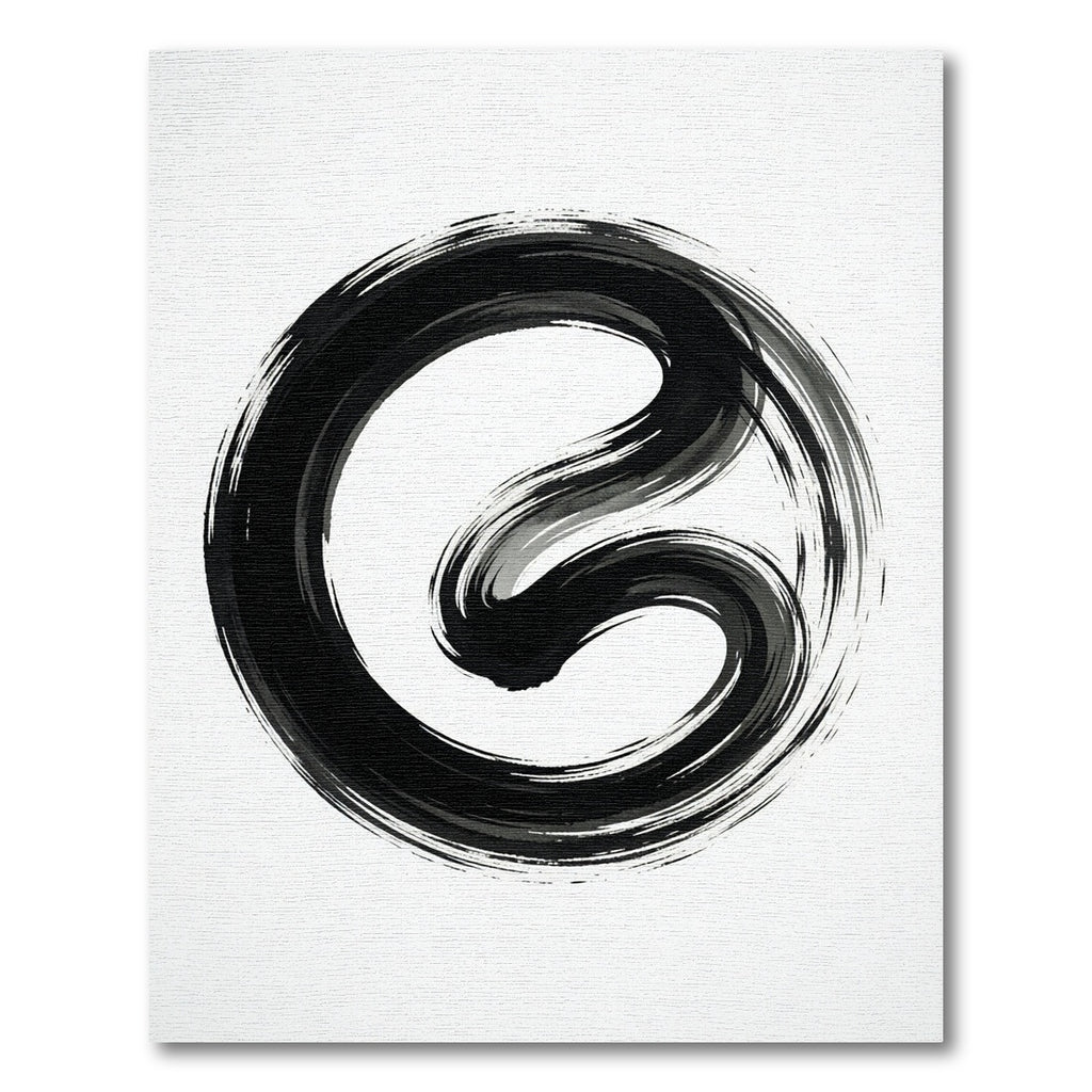 Black Ink Swirl Abstract Brushstroke Rug