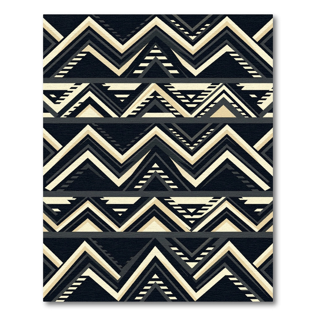 Bold Black Beige Geometric Chevron Rug