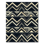 Bold Black Beige Geometric Chevron Rug
