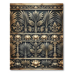 Elegant Gold Gray Lotus Palm Border Rug
