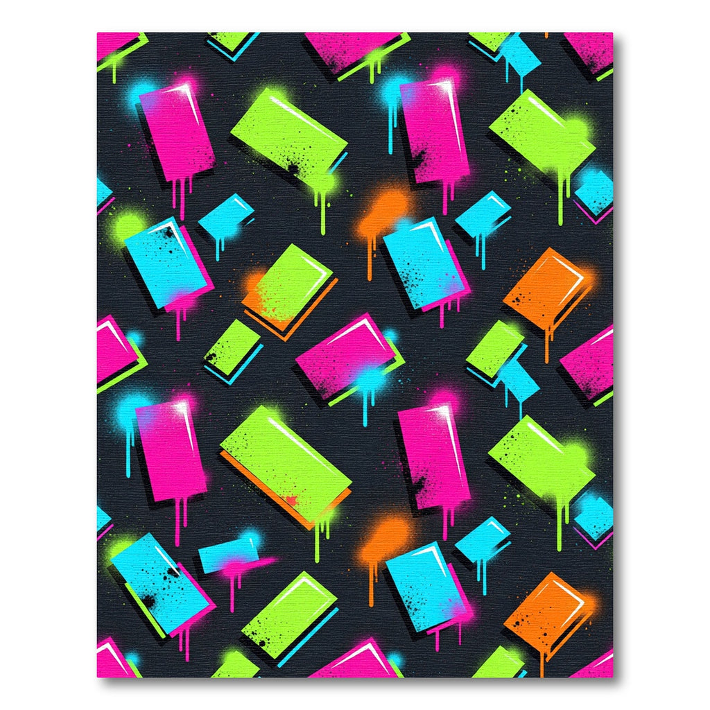 Vibrant Neon Graffiti Abstract Shape Rug
