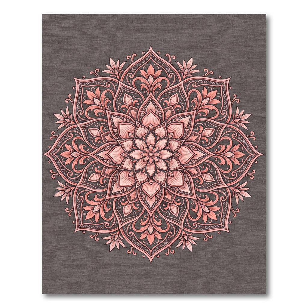 Coral Pink Mandala Floral Bloom Rug