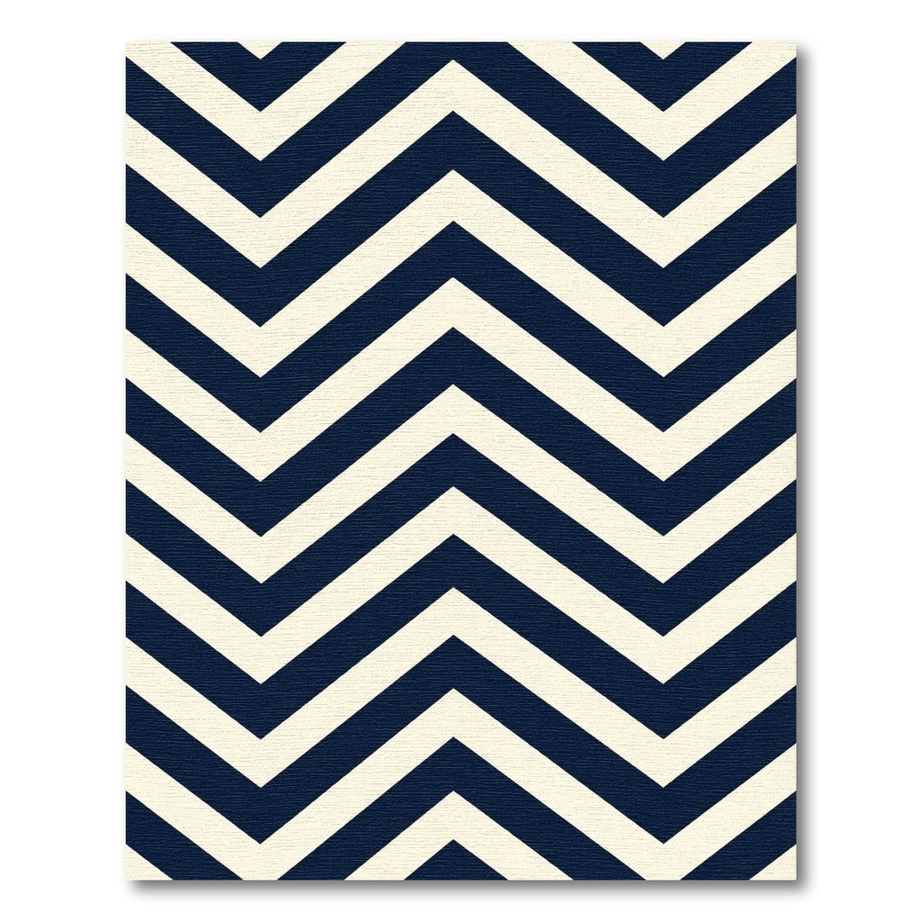 Navy Blue Cream Chevron Zigzag Rug