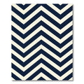 Navy Blue Cream Chevron Zigzag Rug