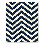 Navy Blue Cream Chevron Zigzag Rug