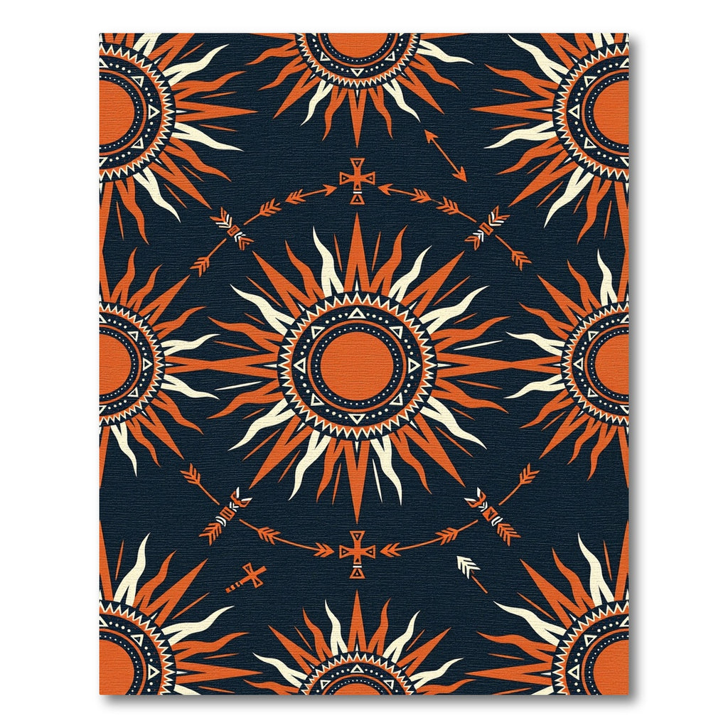 Celestial Sunburst Orange Midnight Sky Rug