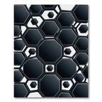 Chic Black Geometric Hexagon Cluster Rug