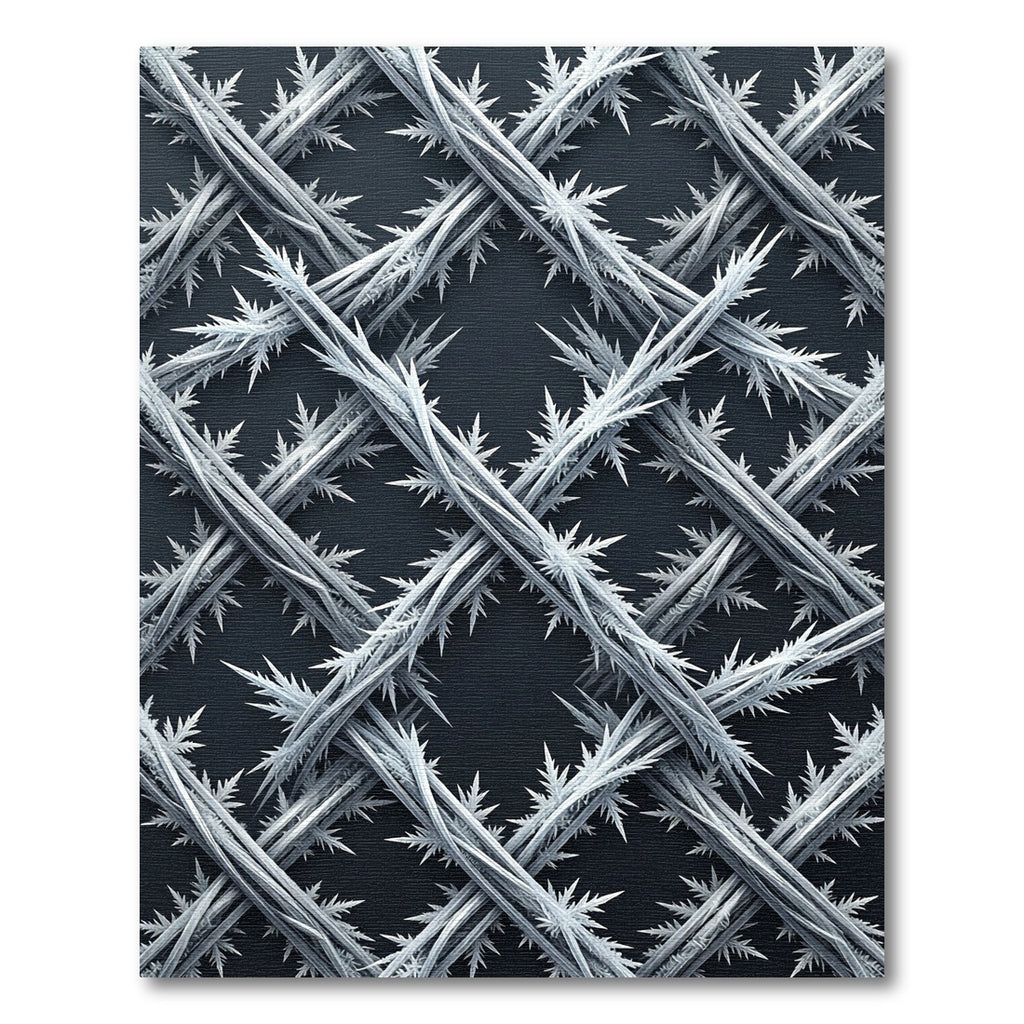 Monochrome Frosty Crystal Lattice Grid Rug